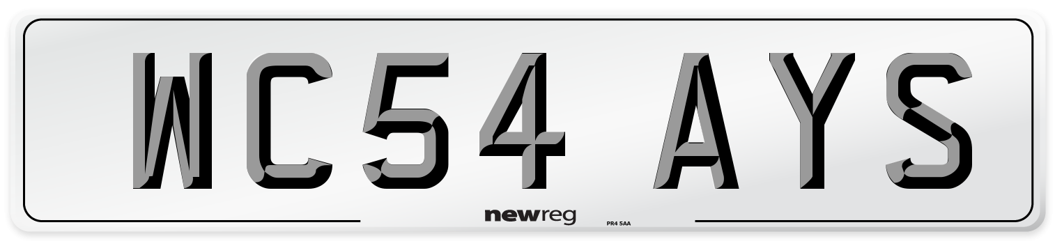 WC54 AYS Number Plate from New Reg